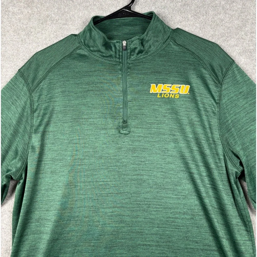 BSN Sports MSSU Lions 1/4 Zip Pullover Performance Athletic Large Green Heather